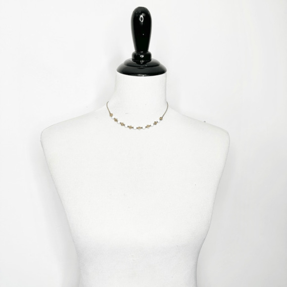 Sarah Coventry Jewelry - Vintage 70s 80s SARAH COVENTRY gold NECKLACE white stone dainty minimalist 16"